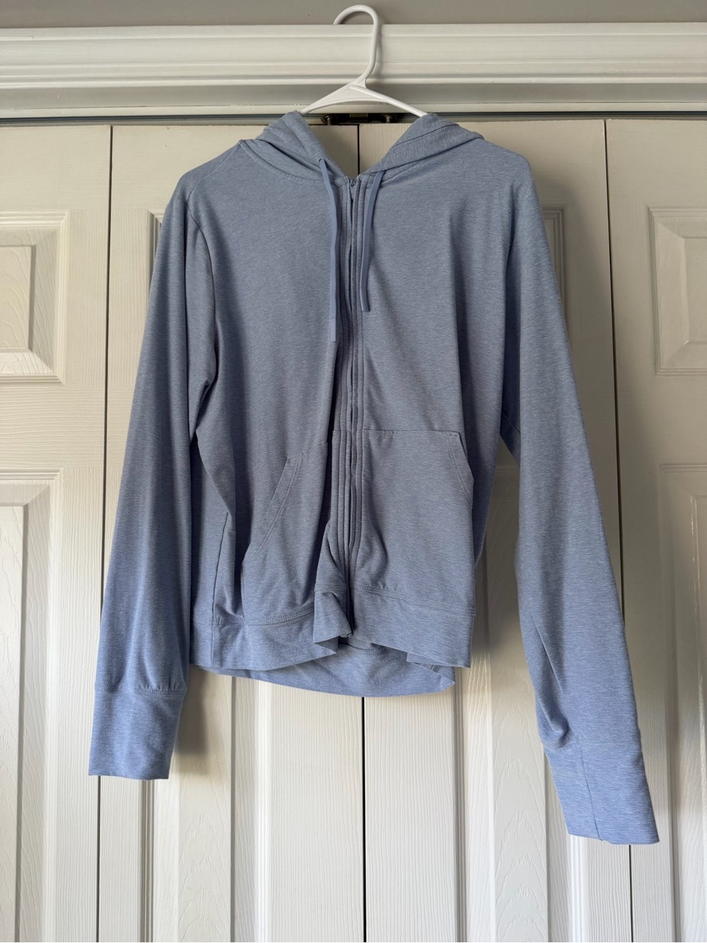 Fabletics Heathered Pale Blue Zip Hoodie